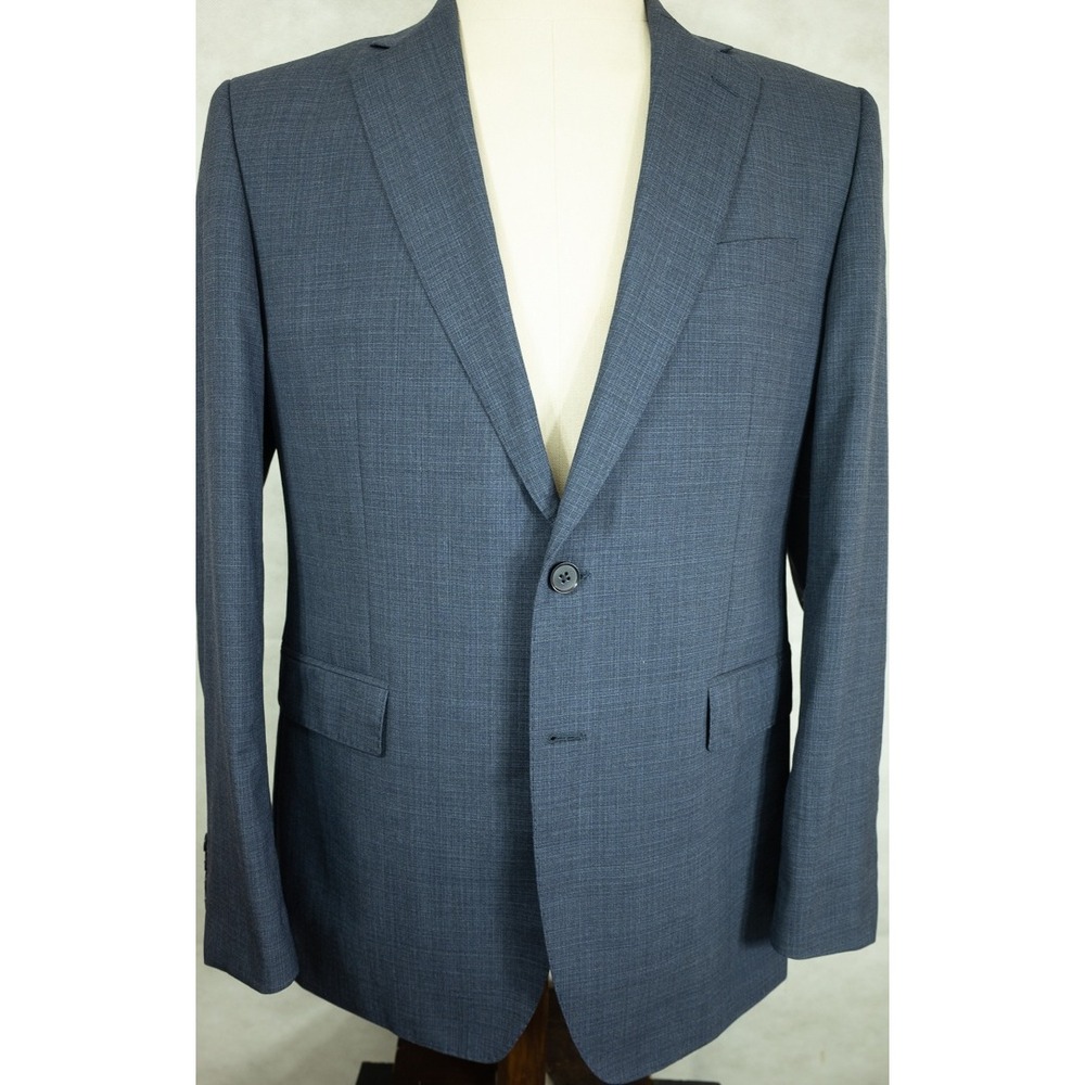 NEW Charles Tyrwhitt Mens 44L Slim Fit Pure Merino Wool 2 Piece Blue Suit 38x33